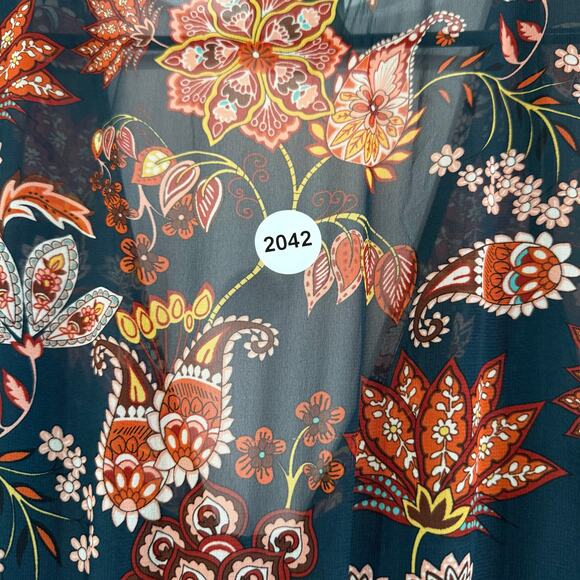 Anthropologie Maeve Apulia Pleated Floral Paisley Print Midi Dress Size L - Picture 6 of 6